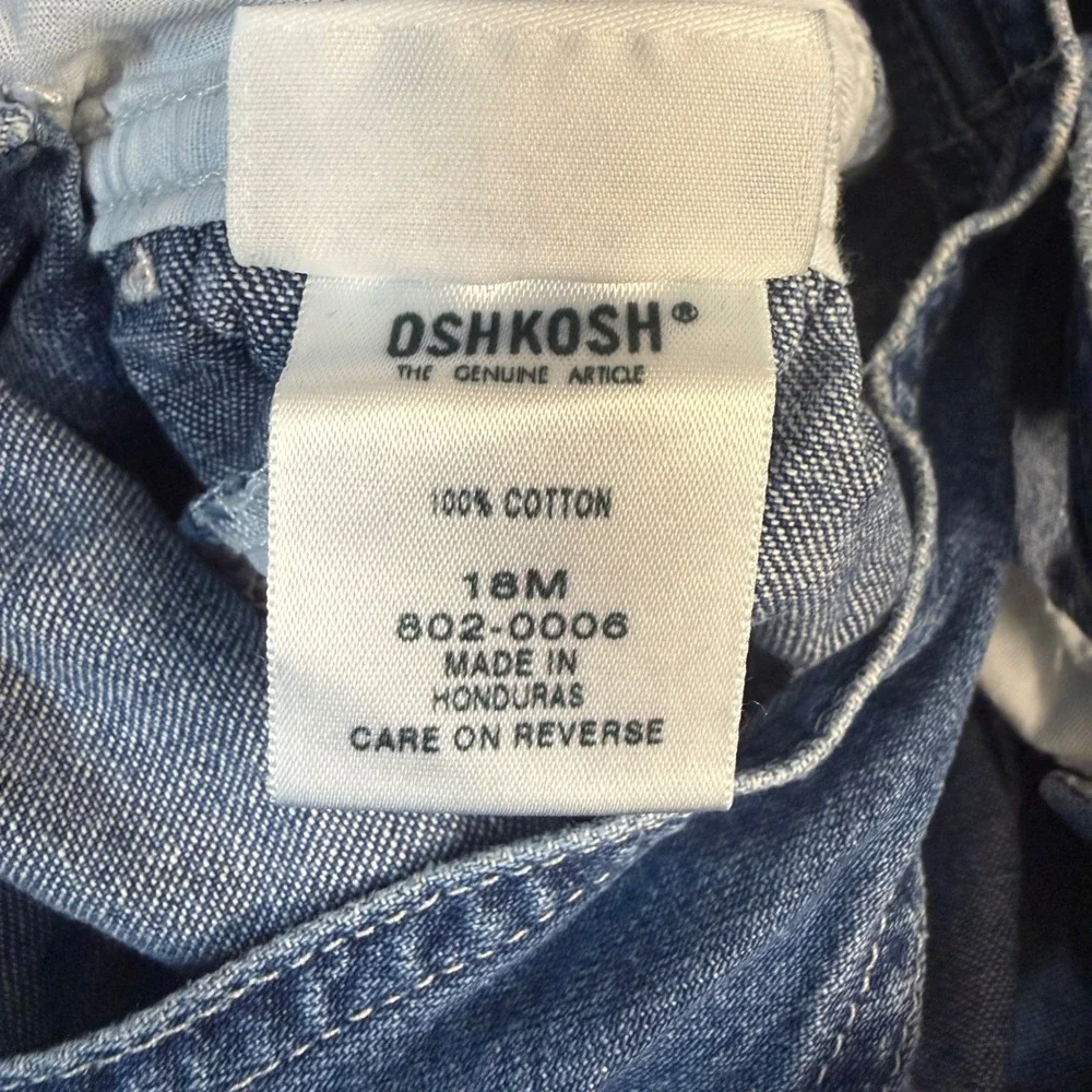 Vintage 90s Oshkosh Bgosh Girl Dark Denim Overalls 18 months cottagecore Vestbak